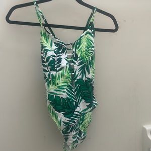 Leaf patterned once piece Target bathing suit, size small